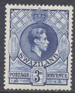 Swaziland Scott 31 - SG32, 1938 George VI 3d Perf 13.1/2 x 13 MH*