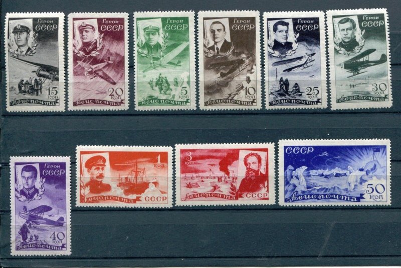 RUSSIA YR 1935,SC C58-67,MI 499-508,MNH/MLH,FAMOUS CHELUSKIN RESCUE