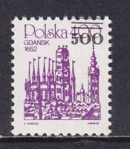 Poland 1989 Sc 2939 Gdansk Buildings Overprint Surcharged Stamp MNH