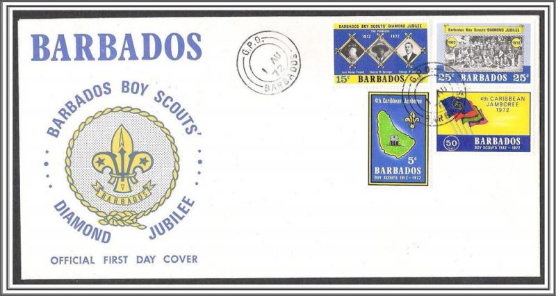 Barbados #372-375 Boy Scouts Jubilee FDC