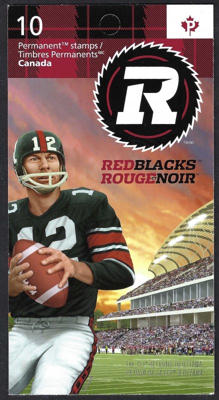 Canada #2755a P Ottawa Redblacks (2014). Booklet of 10 stamps. MNH