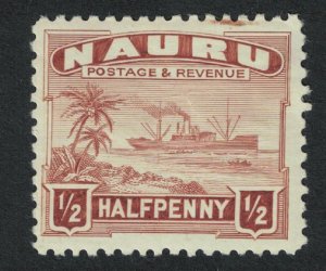 Nauru 'Century Freighter Ship Half-penny Shiny Surface White paper Perf 11