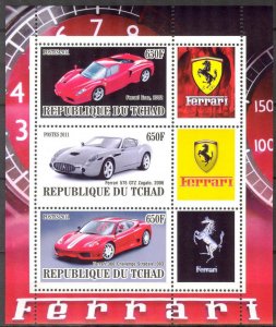 Chad 2011 Cars Ferrari (3) MNH Private