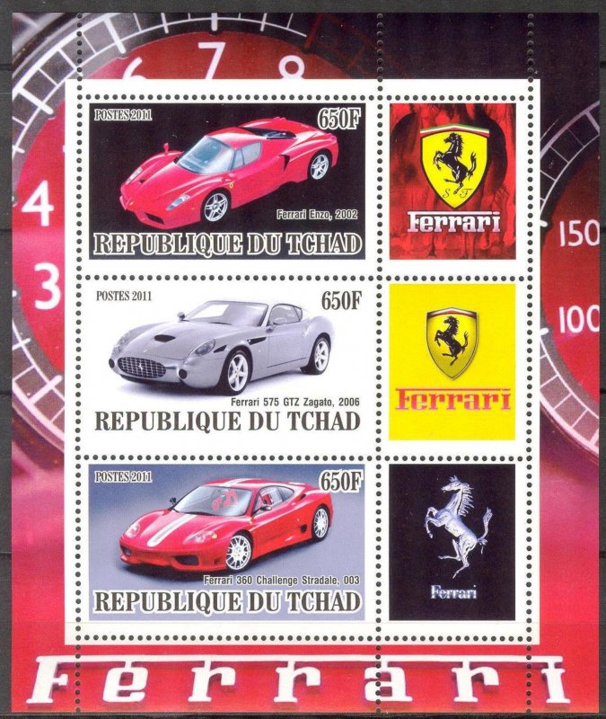 Chad 2011 Cars Ferrari (3) MNH Private