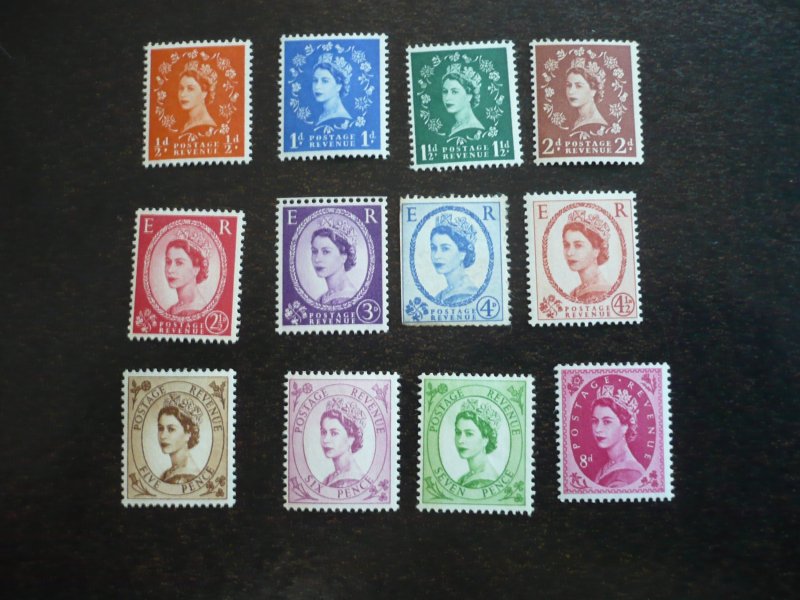 Stamps - Great Britain - Scott#353p-364p-Mint Never Hinged Part Set of 12 Stamps