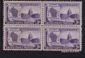 BOBPLATES #957 Wisconsin Block of 4 F-VF NH SCV=$1