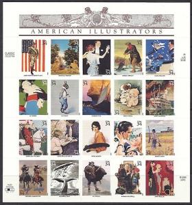 3502 Full Pane/Sheet 34cent American Illustrators 20 diff...