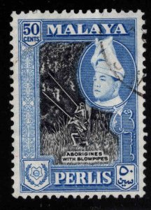 MALAYA  Perlis  Scott 36a Used Aborigines with Blowpipe stamp perf 12.5