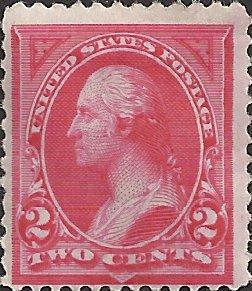 # 249 Carmine Lake Mint Hinged George Washington
