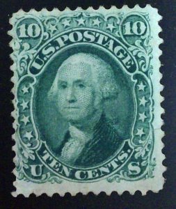 Scott #68 - F/VF - 10c Green - Washington - NG - 1861