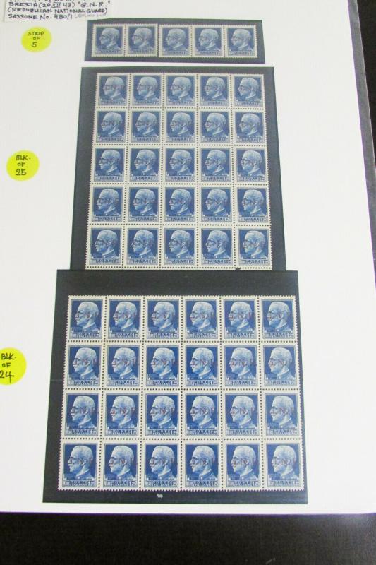 Italy Rare Mint NH Social Republic Stamp Sheets + Lot Scott Value $100,000.00