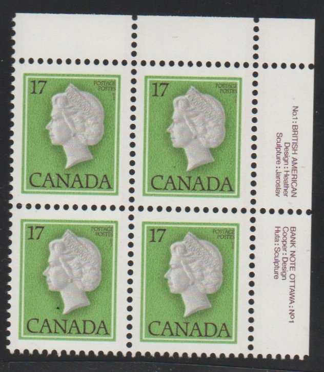 Canada 789 queen Elizabeth II - MNH - Plate block UR