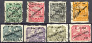 Fiume Sc# 161-168 Used 1922 5c-1l Overprints