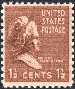 SC#805 1½¢ Martha Washington (1938) MNH