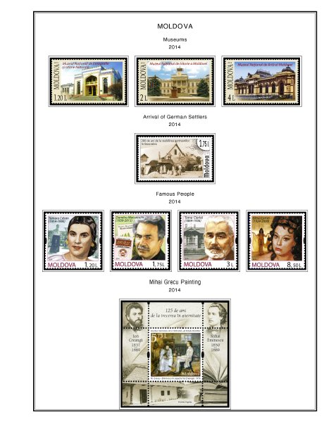 COLOR PRINTED MOLDOVA 2011-2020 STAMP ALBUM PAGES (52 illustrated pages)