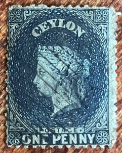 Ceylon #46 Used Single Fault/Thin Queen Victoria L21