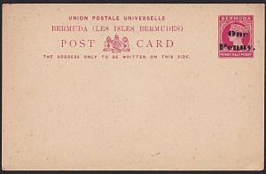 BERMUDA QV ONE PENNY on 1½d postcard fine unused.....................7455