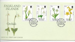 FALKLAND ISLANDS ISLAS MALVINAS YEAR 1991 ORCHIDS FIRST DAY COVER FDC FLOWERS