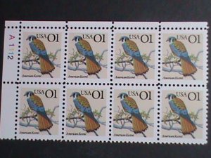 ​UNITED STATES 1990-SC#2476  LOVELY AMERICAN KESTREL BIRDS MNH- PLATE BLOCK