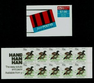 New Zealand: 1988 Fast Post stamp booklet, 70c (bird) x 10 SB48