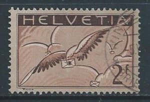 Switzerland #C15a Used 2fr Bird Carrying Letter with Grilled Gum