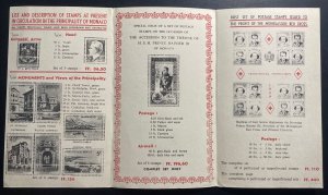 1950s Monaco First Day Brochure Cover List & Description Of Stamps