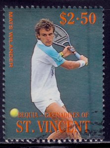St.Vincent Grenadines, Bequia, 1988, Tennis Player - Mats Wilander, $2.50, used*