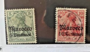 German Morocco stamp, 1905, Scott 21-22, used