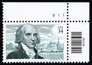 US 3545 MNH VF/XF 34 Cent James Madison (1751-1836)