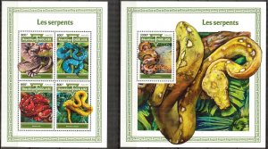 Togo 2017 Reptiles Snakes sheet + S/S MNH