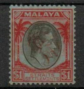 MALAYA-JAP.OCC. SGJ66 1942 $1 BLACK & RED ON BLUE MTD MINT