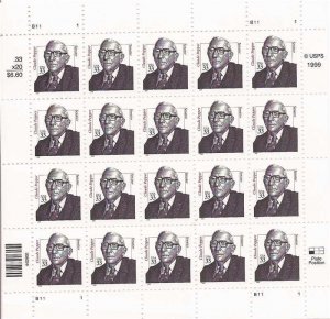 US Stamp - 2000 33c Sen. Claude Pepper - 20 Stamp Sheet - Scott #3426