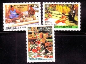 FRENCH POLYNESIA Sc 444-46 NH ISSUE OF 1986 - CRAFTS