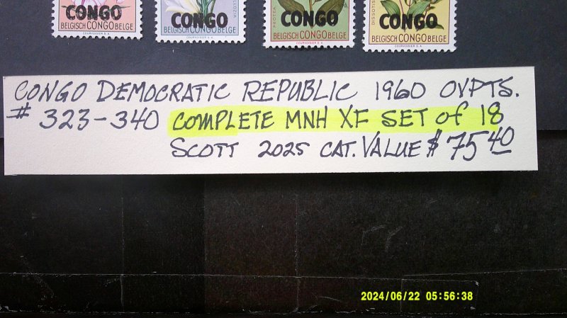 Congo Dem. Rep. 1960 OVPTS. Scott# 323-340 complete MNH XF set of 18