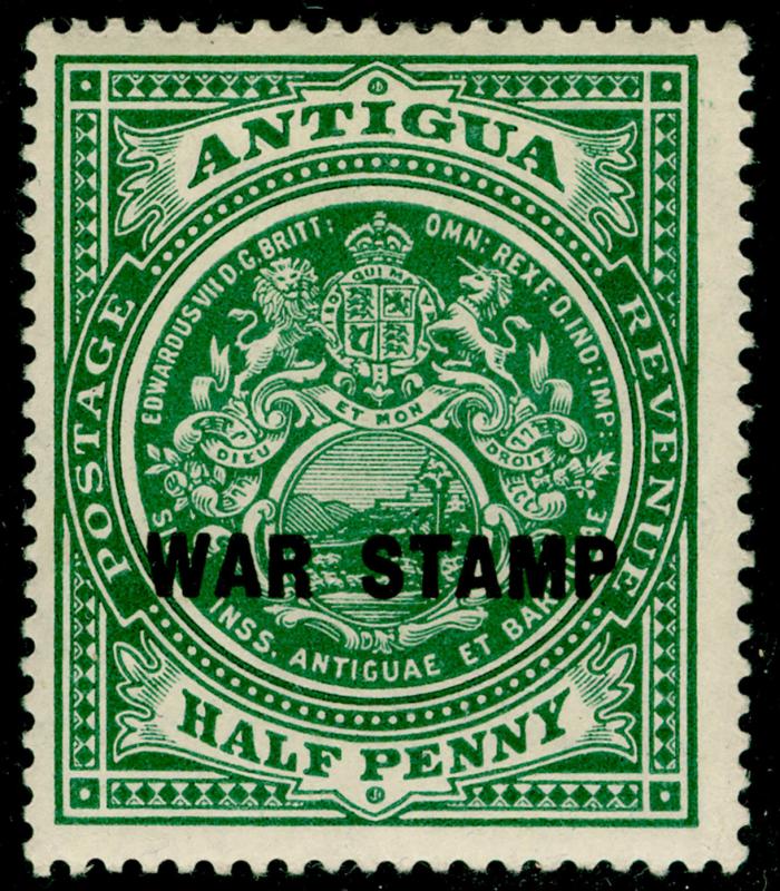 ANTIGUA SG52, ½d green, LH MINT.