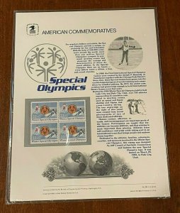 #2142 22c Special Olympics USPS Cat. #240 Commemorative Stamp Panel