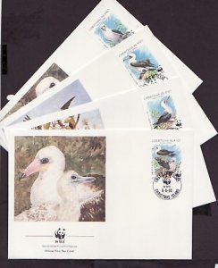 Christmas Is., Scott cat. 270-273. W.W.F.-Birds on 4 First day covers.