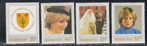 Barbados # 585-588, Princess Diana's 21st Birthday, Mint NH, 1/2 Cat.