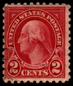 U.S. Scott #583: 1924 2¢ George  Washington, Used, F, light cancel