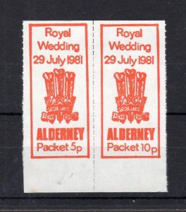 ALDERNEY PARCEL: 1981 5p + 10p PAIR IMPERFORATE HORIZONTALLY UNMOUNTED MINT
