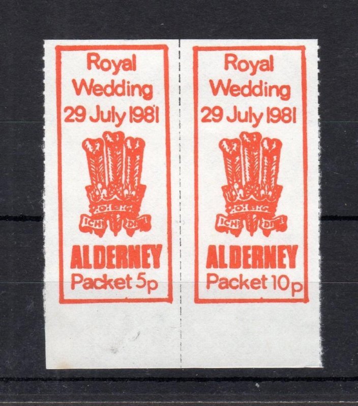 ALDERNEY PARCEL: 1981 5p + 10p PAIR IMPERFORATE HORIZONTALLY UNMOUNTED MINT