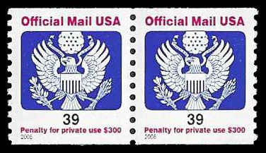 PCBstamps   US O160 Coil Pair 78c(2x39c)Official Mail, MNH, (4)