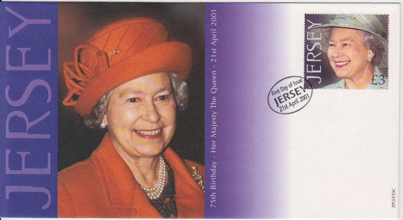 Jersey 2001  QE11 75th Birthday £3 on FDC