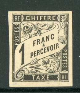 France Colonies 1884 Postage Due 1 Franc Black Sc# J12a Mint D695