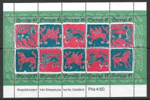 SWEDEN 1974 Skepptuna Church Quilt Miniature Sheet Sc 1101 VFU