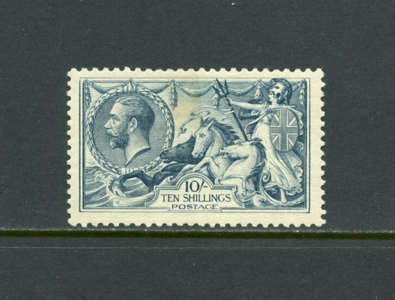 GREAT BRITAIN GEORGE V SEAHORSE BRADURY WILKINSON 10s DULL  GRAY BLUE  MINT  LH