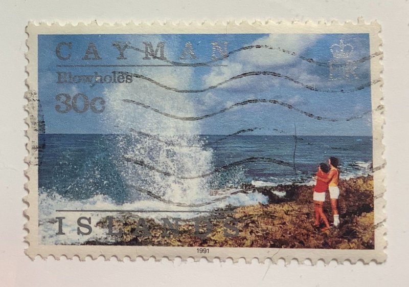 Cayman Islands 1991 Scott 639 used - 30c,  Blowholes, Coastal scene