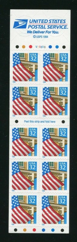  2920D 2920De Flag Over Porch 32¢ Booklet Pane of 10 Stamps MNH V78898