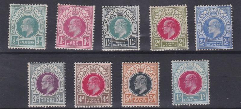 NATAL  1902 - 03   S G 127 - 136     VARIOUS VALUES TO 1/-     MH  2 1/2D NO GUM