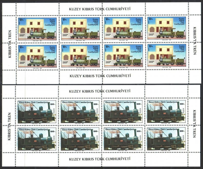 Turkish Cyprus. 1986. Small sheet 197-98. Railway transport. MNH.